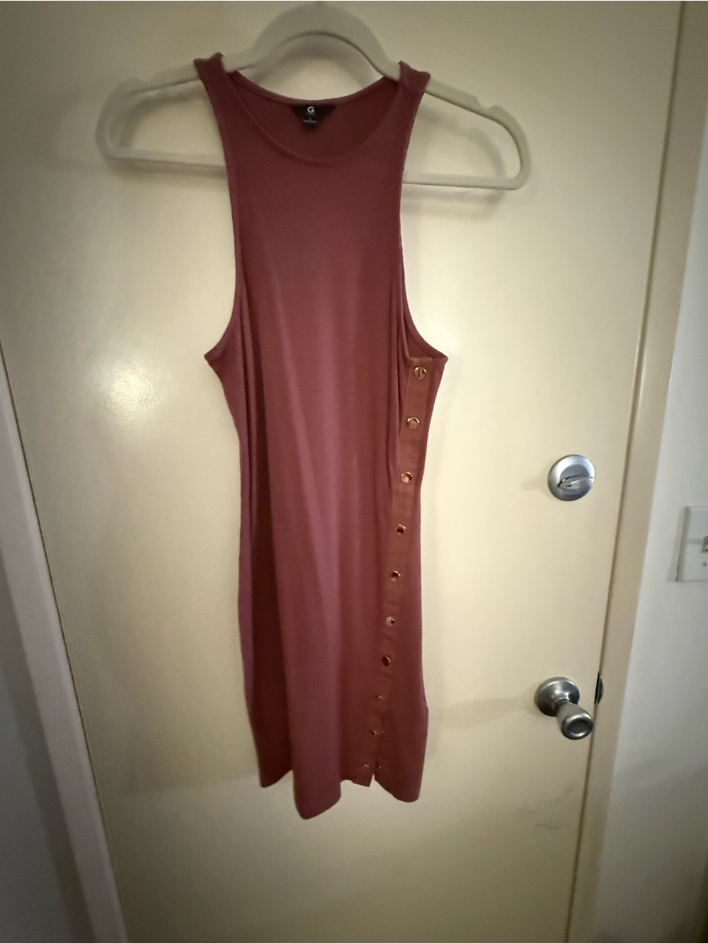 Guess by Marciano Sleeveless Side-Button Tank Dress - Mauve